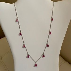 RUBY NECKLACE, STATION, 20” LONG